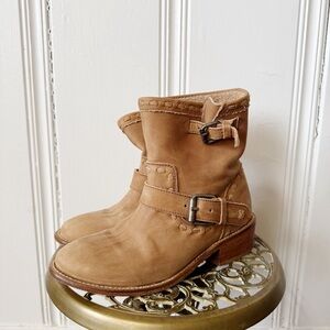 Musse & Cloud Tan Leather Combat Ankle Boots